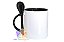 Caneca Com Colher Colorida Cerâmica Base Reta 325ml Para Sublimação - Imagem 4