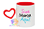 Caneca Alça Coração Personalizada Colorida Porcelana 325ml (Diversas Cores!) Personalização Já Inclusa! - Imagem 1