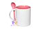 Caneca Com Colher Personalizada Colorida Alça Branca Porcelana 325ml (Diversas Cores!) Personalização Já Inclusa! - Imagem 2