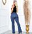 Calça Flare Jacquard Linho com Cinto - Azul Mescla - Imagem 2