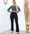 Calça Flare Jacquard Linho com Cinto - Preta - Imagem 1