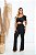Calça Flare com Zíper e Bolsos Preta Lisa - Imagem 4