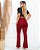 Calça Flare com Zíper e Bolsos Vinho - Imagem 4