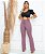 Calça Flare com Zíper e Bolsos Lavanda - Imagem 2