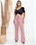 Calça Flare com Zíper e Bolsos Rosa - Imagem 3