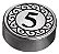 Placa Lisa Redonda 1x1 com desenho de moeda e número 5 Flat Silver - Imagem 1