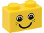 Tijolo 1x2 amarelo com olhos e sardas e desenho de sorriso - Imagem 1