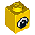 Tijolo 1x1 com desenho de olho simples e círculo na pupila amarelo - Imagem 1