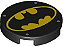 Placa Lisa Redonda 2x2 com desenho de Simbolo do Batman Preta - Imagem 1