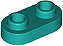 Placa modificada 1x2 arredondada com 2 pinos abertos Dark Turquoise - Imagem 1