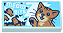 Placa Lisa 1x2 com desenho de Gato - Light Aqua - Imagem 1