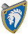 Escudo triangular cinza claro com desenho de cavalo - Imagem 1