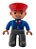 Boneco Lego Duplo Masculino Condutor do Trem com casaco azul com gravata, chapéu vermelho - Imagem 1