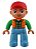 Boneco Lego Duplo Masculino Colete Laranja, Camisa Xadrez Verde Escuro, Boné Vermelho - Imagem 1