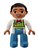 Boneco Lego Duplo Masculino Pernas Azuis, Avental, Laço Vermelho, Cabelo Preto - Imagem 1