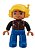 Boneco Lego Duplo Masculino Colete Marrom com Zíper, Boné Amarelo com Fone de Ouvido - Imagem 1