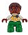 Boneco Lego Duplo Menina Pernas Verdes, Top Branco com Padrão Amarelo e Laço Azul, Cabelo Castanho, Cabeça Castanha, Óculos Magenta - Imagem 1