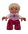 Boneco Lego Duplo Menina pernas magenta, top rosa brilhante com flores, cabelo castanho com tranças, olhos azuis retangulares - Imagem 1