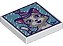 Placa Lisa  2x2 com ranhura com padrão de desenho de gato usando chapéu de festa - Imagem 1