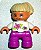 Boneca Lego Duplo Menina Pernas Magenta Top Branco com duas flores - Imagem 1