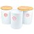 Pote Porta Mantimento - Tampa Bambu 3 Latas Branco Circular - Imagem 2