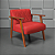 Poltrona Madri Decorativa Para Sala, Recepção Courino Vermelho - Imagem 4