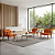 Poltrona Madri Decorativa Para Sala, Recepção Courino Laranja em Madeira - Imagem 4