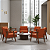 Poltrona Madri Decorativa Para Sala, Recepção Courino Laranja em Madeira - Imagem 2