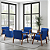 Poltrona Madri Decorativa Para Sala, Recepção Courino Azul Marinho em Madeira - Imagem 2