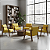 Poltrona Madri Decorativa Para Sala, Recepção Courino Amarelo em Madeira - Imagem 2