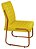 Cadeira Jade Para Escritório, Recepção, Auditório em Courino Amarelo Pés Cobre - Imagem 1