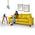 Sofá Confortável Para Sala, Escritório, Recepção Living Istambul em Courino Amarelo - Imagem 1