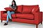 Sofá Confortável Para Sala, Escritório, Recepção Living Istambul em Courino Vermelho - Imagem 1