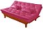 Sofá Cama Courino Rosa Pink Caribe Reclinável + Duas Banquetas Rubi - Imagem 5