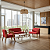 Conjunto Namoradeira 2 Lugares Com 2 Poltronas em Courino Vermelho e Mesinha - Madri - Imagem 3