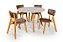 Conjunto Sala de Jantar Liz Mesa 110cm Com 4 Cadeiras em Linho Marrom - Imagem 1