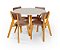 Conjunto Sala de Jantar Liz Mesa 110cm Com 4 Cadeiras em Linho Marrom - Imagem 2