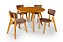 Conjunto Sala de Jantar Liz Mesa Ripada 110cm Com 4 Cadeiras em Linho Marrom - Imagem 1