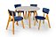 Conjunto Sala de Jantar Liz Mesa 110cm Com 4 Cadeiras em Linho Azul - Imagem 1