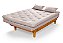 Sofa Cama Caribe em Linho Champagne 3 Posições Com 2 Banquetas - Imagem 5