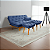 Sofa Cama Caribe em Linho Azul Reclinável 3 Posições Com 2 Banquetas - Imagem 3