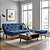 Sofa Cama Caribe em Linho Azul Reclinável 3 Posições Com 2 Banquetas - Imagem 4