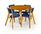 Conjunto Sala de Jantar Liz Mesa Ripada 110cm Com 4 Cadeiras em Linho Azul - Imagem 2