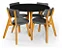 Conjunto Sala de Jantar Liz Mesa Preta 110cm Com 4 Cadeiras em Linho Grafite - Imagem 3
