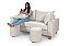Sofá em Bouclê Off White Living 3 Lugares 180cm + Par de Puff - Imagem 2