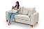 Sofá em Bouclê Off White Living 3 Lugares 180cm + Par de Puff - Imagem 3
