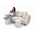 Sofá em Bouclê Off White Living 3 Lugares 185cm + Par de Puff - Imagem 4