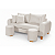 Sofá em Bouclê Off White Living 3 Lugares 185cm + Par de Puff - Imagem 6