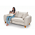 Sofá em Bouclê Off White Living 3 Lugares 185cm + Par de Puff - Imagem 5