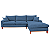 Sofá Lunaro Com Chaise Direito 4 Lugares em Linho Impermeável Azul - Imagem 4